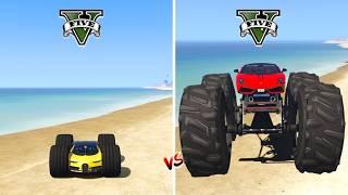 GTA 5 BIG GIANT MONSTER TRUCK LAMBORGHINI vs SMALL MONSTER BUGATTI