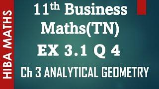 11th Business maths exercise 3.1 question 4 chapter 3 analytical geometry hiba maths