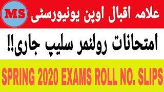 Aiou Spring 2020 Exams Roll NO Slips.....!!