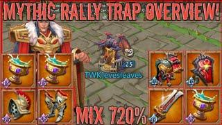 lords mobile: MYTHIC RALLY TRAP FULL ACCOUNT OVERVIEW! CAPS WITH 20M TROOPS! MIX 720% STATS