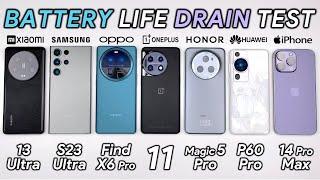 Xiaomi 13 Ultra vs Samsung / OPPO / OnePlus / HONOR / Huawei / iPhone Battery Life DRAIN Test!