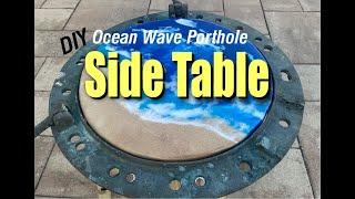 DIY Epoxy Resin Ocean Wave Outdoor Table with Shipwreck Porthole  #DIYCrafts #ResinArt