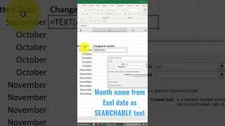 Month name from Excel date BUT text is SEARCHABLE