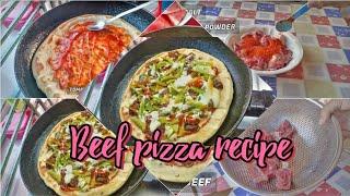 Easy homemade pizza recipe. beef pizza recipe. TS Vlog pizza recipe.