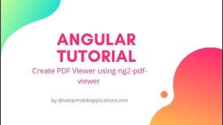Create PDF Viewer In Angular using ng2-pdf-viewer