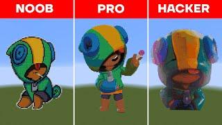 NOOB vs PRO vs HACKER - Leon Brawl Stars Minecraft Pixel Art