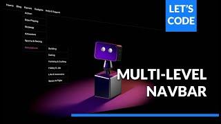 HTML & CSS Multilevel Navbar: Create Drop-down and Sub-menu with #3D animated cursor tracking robot