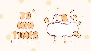 30 minutes  - Study Timer Work with me Cat on a fluffy cloud #timer #30min #studymusic  #lofi