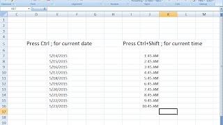 Shortcut key to Insert Date and Time in MS Excel