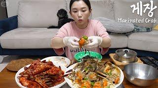 Real Mukbang:) I Cannot Choose Only One, Soy marinated raw crab & Spicy raw crabㅣ봉선장간장게장
