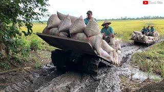 Quay Cận Cảnh Đoàn Máy Kéo Lúa Đi Qua Gặp Cái Dốc Quá Cao Và Sìn Lầy | Thanh Điền