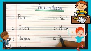 Writing Action words for kids | write Action verbs for kids