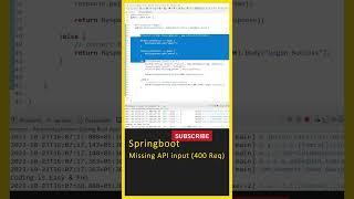 Java Spring Boot (Missing Input Data 400 Error) Spring Boot Tutorial, API Errors,RestApi Spring Boot