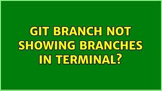 Ubuntu: git branch not showing branches in terminal?