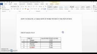 How to delete a table row in Word without the pop-up delete box