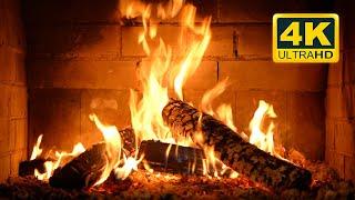  FIREPLACE (12 HOURS) Ultra HD 4K. Crackling Fireplace with Golden Flames & Burning Logs Sounds