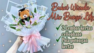 BUKET BONEKA WISUDA MIX BUNGA LILY WRAPPING 2 LEMBAR CELLOPHANE || GRADUATION BOUQUET