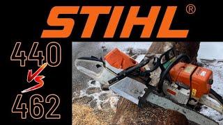 Stihl MS 462 vs. MS 440 head to head chainsaw race