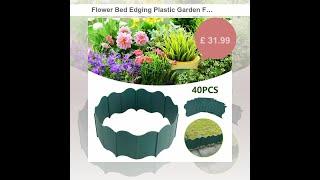 Flower Bed Edging Plastic Garden Fence DIY Brick Effect Landscaping Edging Decorative Reusable Pl...