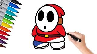 Drawing Shy Guy from Mario Bros: Easy Tutorial for Beginners