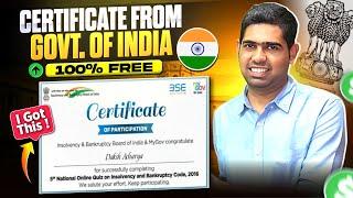 Free Certificate Quiz by Government of India|Top Govt of India Certificates|National Quiz on IBC