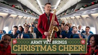 "Army Vet Plays Christmas Songs on Delayed Flight | Heartwarming Viral Moment & Holiday Spirit"