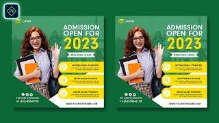Education College Admission Social Media Banner Design In Photoshop Tutorial
