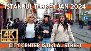 ISTANBUL TURKEY 2024 CITY CENTER ISTIKLAL STREET WALKING TOUR 4K ULTRA HD VIDEO-MARKETS,STREET FOODS