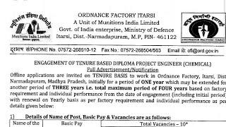 Ordnance Factory Itarsi Recruitment 2025 | Ordnance factory recruitment 2025