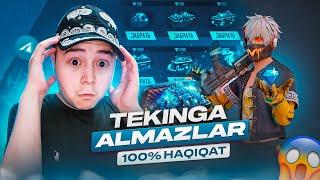 ENDI ALMAZLAR TEKIN | FREE FIRE TEKINGA ALMAZLAR | FREE FIRE QANDAY TEKINGA ALMAZ OLISH