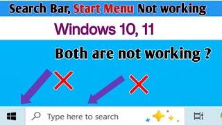 Search bar Not Working in Windows10, Start Menu not working windows 10,11 Windows 10, Search box.