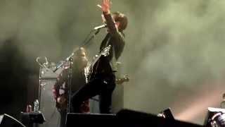 Jamie Cook without guitar during 'Dancefloor' into 'Library Pictures' at Rock Werchter 2014