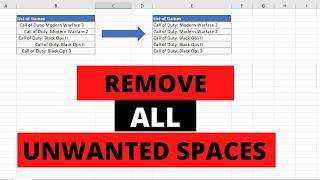 Remove all unwanted spaces in Excel