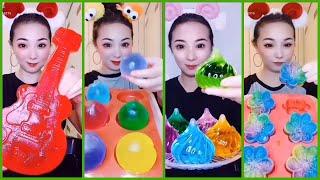 [ASMR]  EATING COLORED WATER FILLED ICE (crunchy sounds) SATISFYING ICE EATING #52