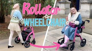 Trying a PINK Rollz Motion Rollator! Wheelchair and Rollator in one Stylish Mobility Aid!