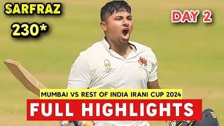 2nd Day Highlights - Mumbai Vs Rest oF India Irani Cup Highlights 2024 - MUM VS ROI