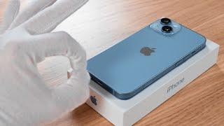 Apple iPhone 14 Unboxing 128 GB Blue + Setup + Comparison ASMR