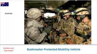 Cheetah MMPV compared to Bushmaster Protected Mobility Vehicle, ambush protected track all specs