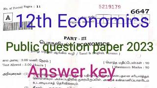 12th Economics Public question paper 2023 answer key