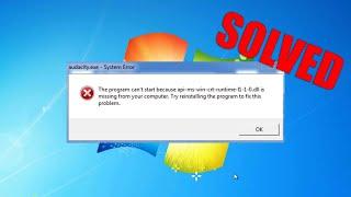 (SOLVED) Audacity.exe - System Error (because api-ms-win-crt-runtime-l1-1-0.dll is missing)