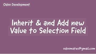 Inherit and add New Value To Selection Field Odoo
