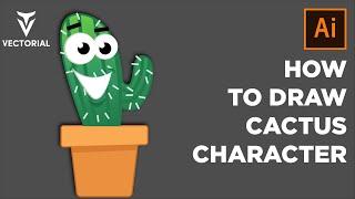 How to draw cactus character in Adobe Illustrator