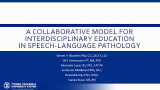 A Collaborative Model for Interdisciplinary Education in Speech-Language Pathology: The Time Is Now