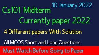 Cs101 Currently paper 2022| Cs101 Midterm preparation 2022| By Muhammad Saqib| World Of Education