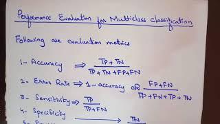 Multi class classification performance evaluation matrix