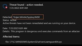 Remove Trojan:Win64/Spyboy!MSR Completely