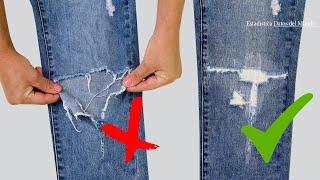 How to fix the hole in jeans / A fascinating technique / Sewing tips