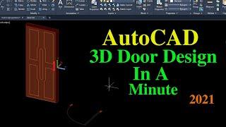 AutoCAD House Design | AutoCAD 3D Door | AutoCAD 2021 Tutorial