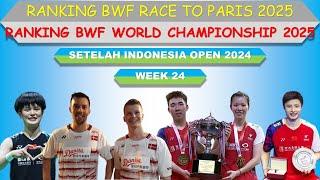 Ranking BWF Race To Paris 2025 │ BWF World Championship 2025 │ Setelah Indonesia Open 2024 │