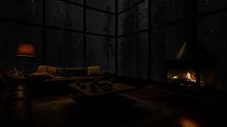 Rainy Night Melodies: Fireplace and Rain Create a Relaxing Atmosphere - Ambience for Study, Sleep